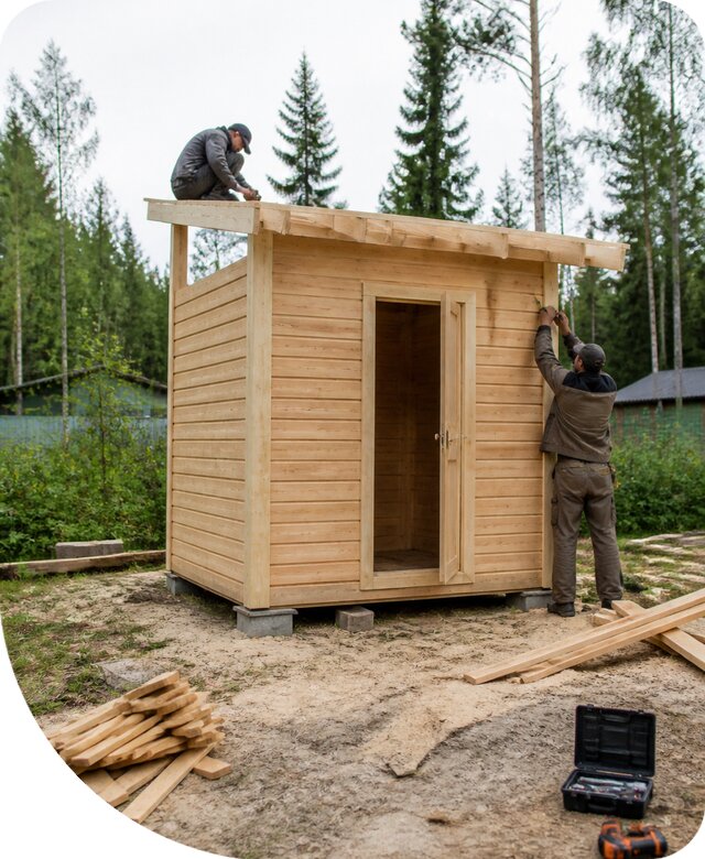 Строительство туалета с душем под ключ на участке в Камне-на-Оби